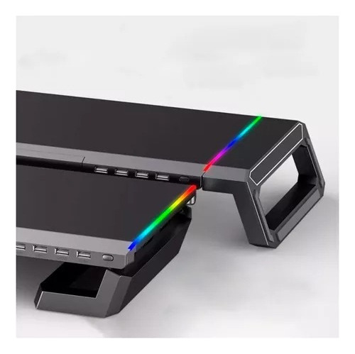 Base P/ Monitor Suporte Multifuncional Gamer Led Rgb Usb 2.0