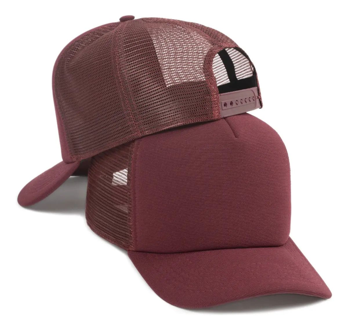 Boné Trucker Liso Rendinha Aba Curva Simples Top Cor Bordô Tamanho 58 De Circunferência + Ajuste