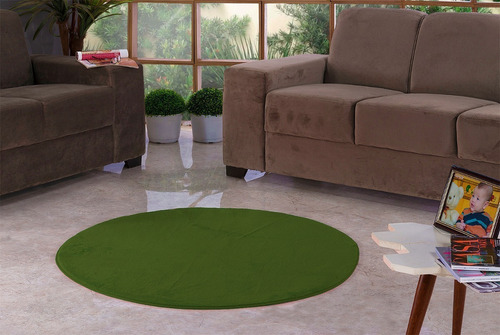 Tapete Para Sala Ou Quarto Redondo 1,10m X 1,10m Cor Verde-musgo Desenho Do Tecido Liso