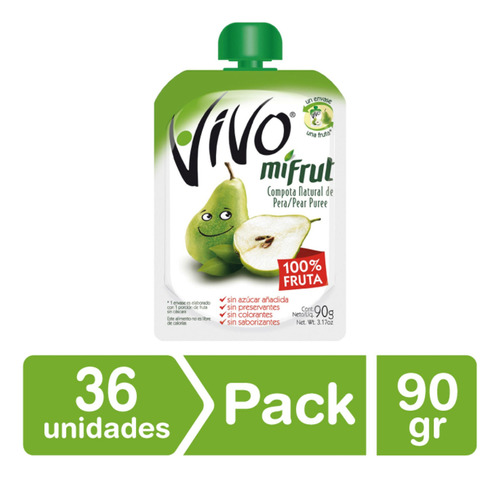 Pack 36 - Vivo Compota Mifrut Pera 90 Gr