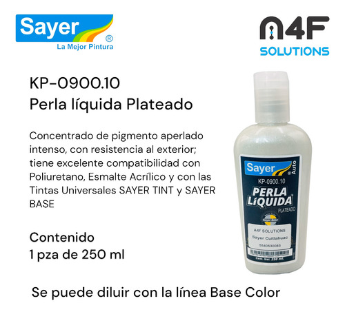 Perla Líquida Sayer Automotiva Kp-0900 Plata Aperlado 250ml