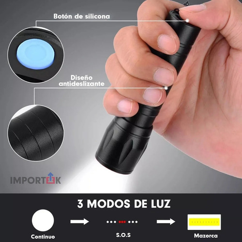 20pz Lampara Tactica Militar Recargable Usb Led Linterna