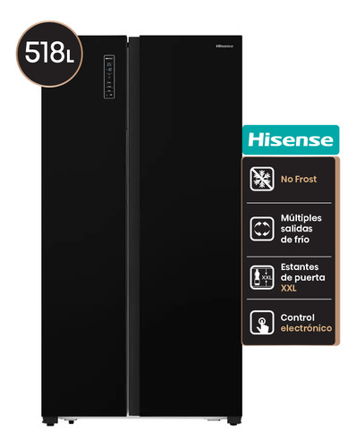 Heladera Side By Side Hisense Rc/67wsg 518lts Color Negro