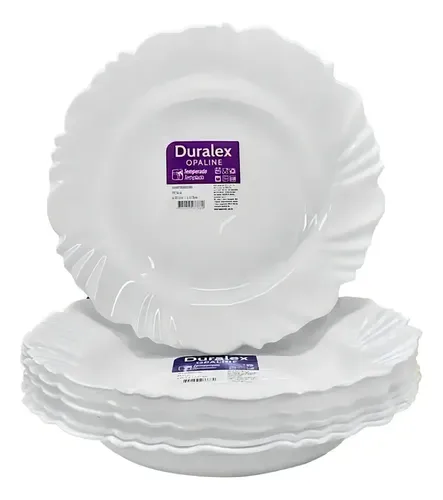 Jogo De Pratos Fundo 12un 23cm Duralex Opaline Branco Pétala