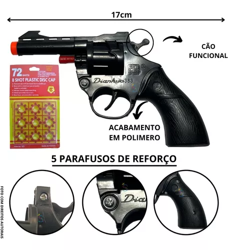 Revolver Espoleta Brinquedo Rambo Full Black + 5 Cartelas