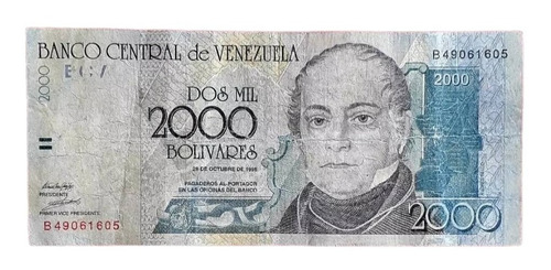 Billete De 2.000 Bs. 29/10/90 - Serial B8 - 605