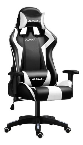 Silla Sillón Gamer Ergonómica Giratoria Reclinable Premium Alpina Ft-055 Negro/blanco