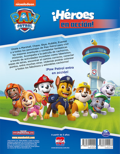 Paw Patrol ¡Héroes en acción!, de Vergara Salgado, Marco Antonio. Editorial Mega Ediciones, tapa blanda en español, 2020