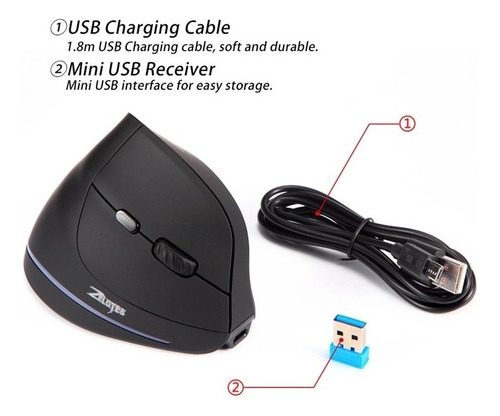Mouse Gamer Vertical Inalámbrico Recargable Zelotes F35