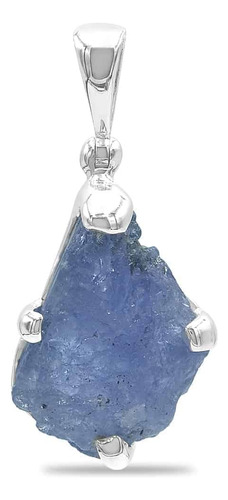 Dije De Tanzanita En Bruto 15 Quilates En Plata De Ley Color Azul Acero