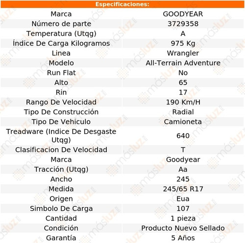 Llanta 245/65r17 (107t) Goodyear All-terrain Adventure