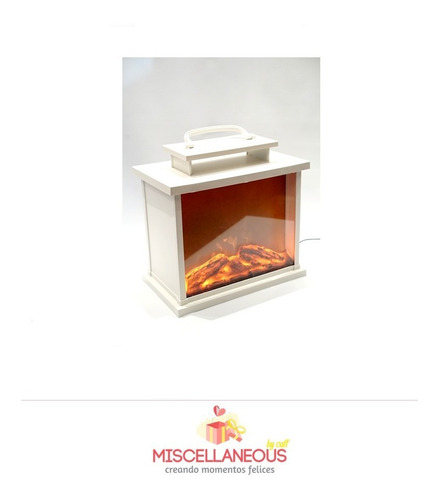 Fanal Imitación Fuego Hogar Blanco Deco Chimenea Grande