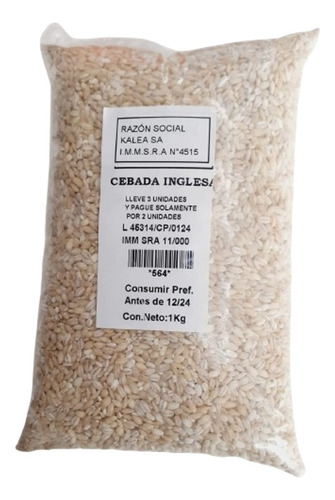 Cebada Inglesa 1kg. Lleve 3 Pague 2.