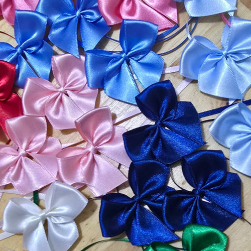 50 Laço De Cetim Nº5 6x6cm Com Fita Para Amarra Vemelho 5