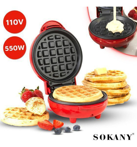 Máquina De Fazer Waffles E Panquecas Elétrico Antiaderente