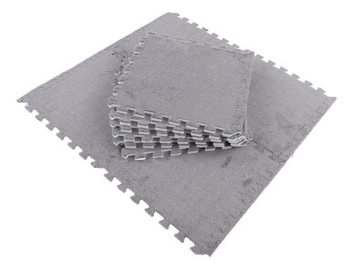 Alfombra Entrelazada De Espuma De Felpa Gris, 10 Unidades, S