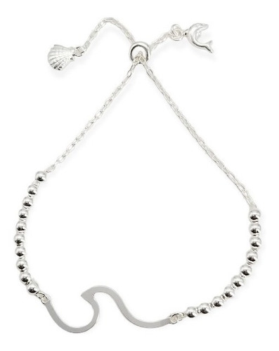 Pulsera Ajustable De Dama De Ola En Plata 925 