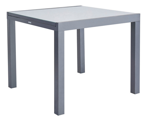 Mesa De Jardín Extensible De Aluminio Y Cristal Duradera Color Gris Oscuro