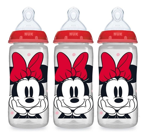 Set 3 Teteros Bebe Nuk Ortodontico Minnie Mouse 10 Oz Color Transparente