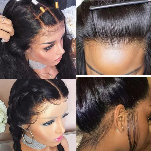 Peluca Lace Front Negra 22 Larga Castaño Claro