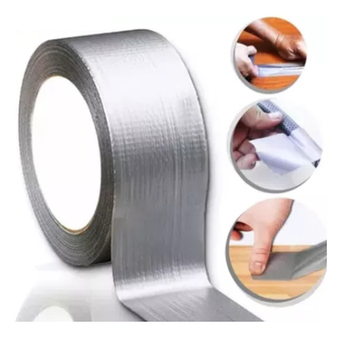 Kit Com 7 Fita Adesiva Multiuso Silver Tape Prata 50x5 Prateado Lisa