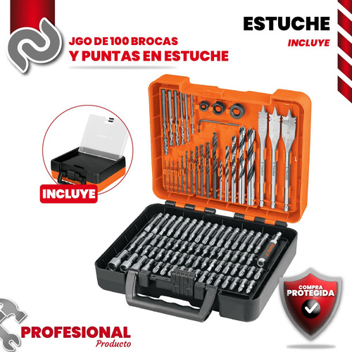 Juego De 100 Brocas Y Puntas En Estuche Plástico 100872