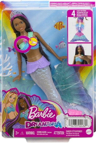Barbie Dreamtopia Sirena Nadadora Morena Con Mechas Rosas 