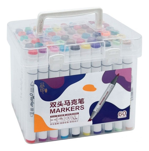 Oferta Marcador Doble Trazo T/copic 60 Colores + Valija