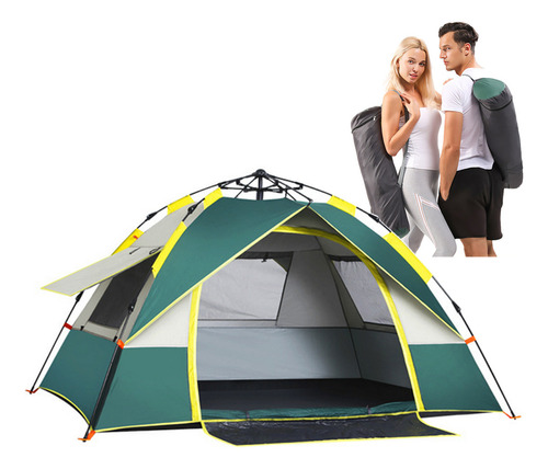 Barraca De Camping Joyfox Para 3-4 Pessoas 205*195*130cm Automática Com 2 Portas E 2 Janelas, Tenda De Acampamento Pop-up Instantânea