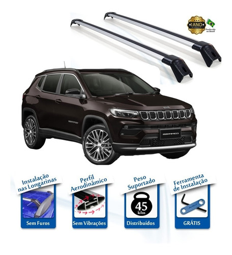 Rack Travessa Bagageiro Jeep Compass 2022 2023 2024 Acoplada