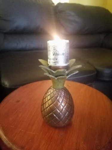 Porta Velas Místico Hecho En La India. Piña De Bronce