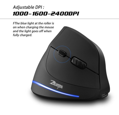 Imagen 4 de 10 de Ratón Inalámbrico Vertical Ratón Ergonómico Recargable 2.4g