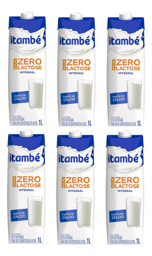 6x Leite Itambé Zero Lactose 1l Uht Integral Nolac
