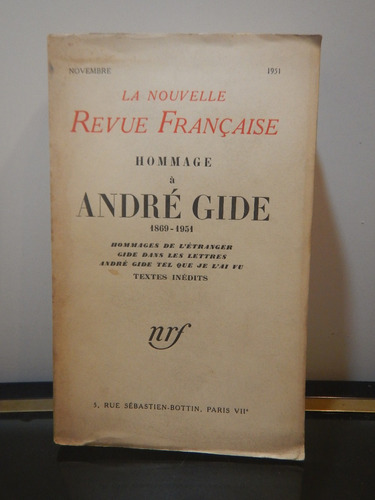 Adp La Nauvelle Revue Francaise Hommage A Andre Gide 1951