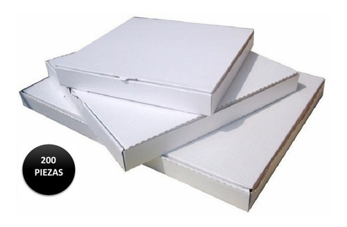 200 Cajas Pizza 20x20x4.5cms Carton Microcorrugado Blanco