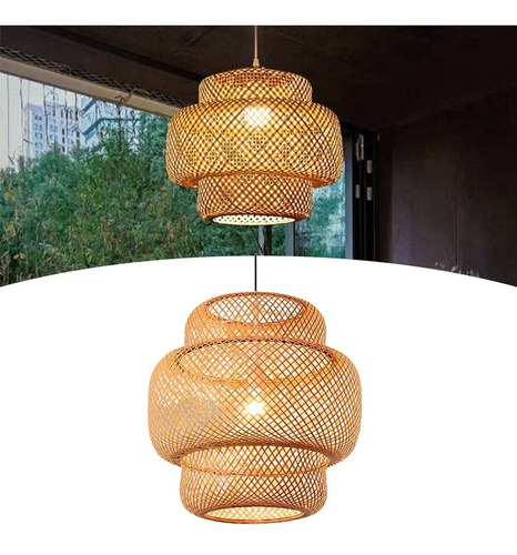 Lustre Pendente Bamboo Rustico P Restaurante Mesa Cor Natural Jantar Bivolt