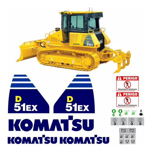 Kit Adesivos Compatível Trator Esteira Komatsu D 51ex D51ex 