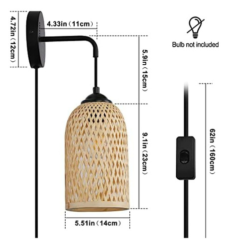 Lámparas De Pared De Mimbre Con Interruptor Para Sala De Est