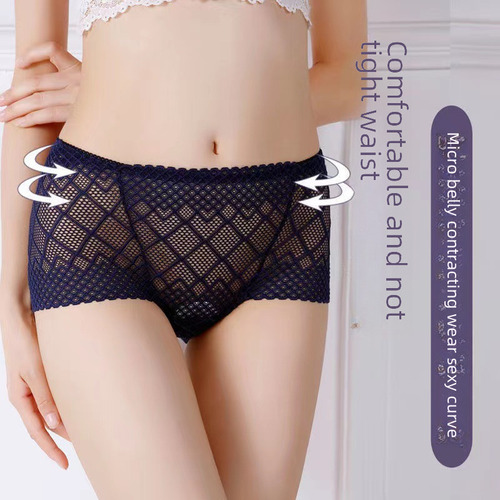 Calzoncillos De Encaje Transpirables Para Mujer De Cintura A