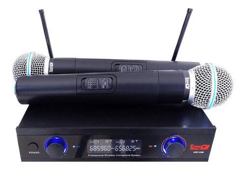 Imagen 2 de 4 de Micrófono Inalámbrico Doble De Mano Pro Dj Uhf-32m