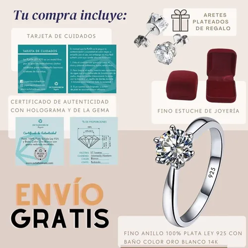 Anillo 925 oro blanco precio best sale