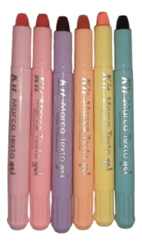 Kit Marca Texto Gel Pastel 6 Unidades Tons Suaves Que Não Mancha