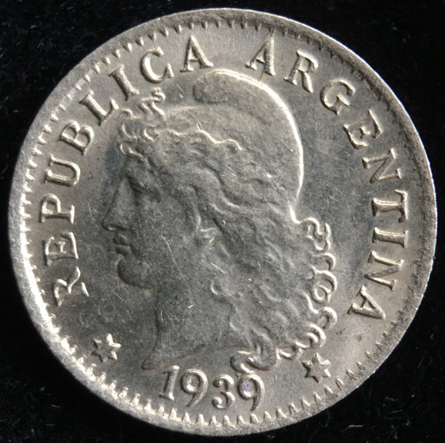 Argentina, 5 Centavos, 1939. Cj#169. Sin Circular