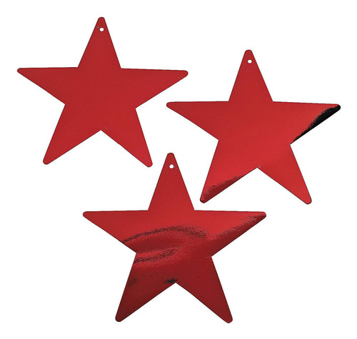 Decoración De Estrellas De Cartón Rojo De 9 Cm (12 Pi...