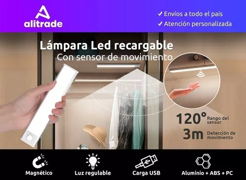 Lampara Led Luz De Noche Recargable Usb Sensor Movimiento