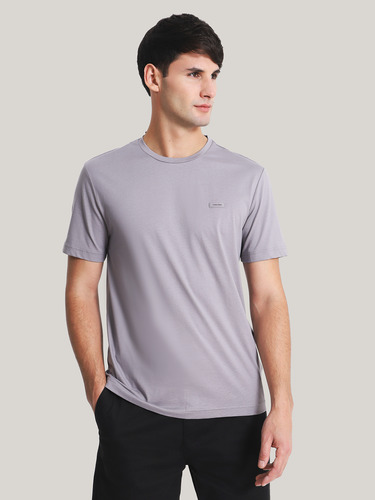 Polera Smooth Cotton Gris Calvin Klein