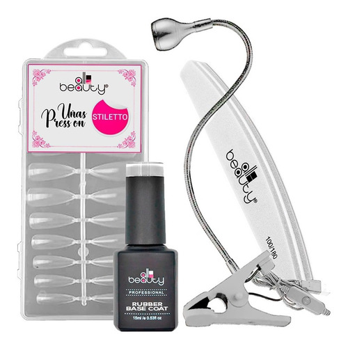 Kit Constructor De Uñas Press On 100% Gel + Lampara Clip Uv 