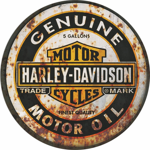 Cartel Redondo Vintage Harley Davison - 40cm Diámetro
