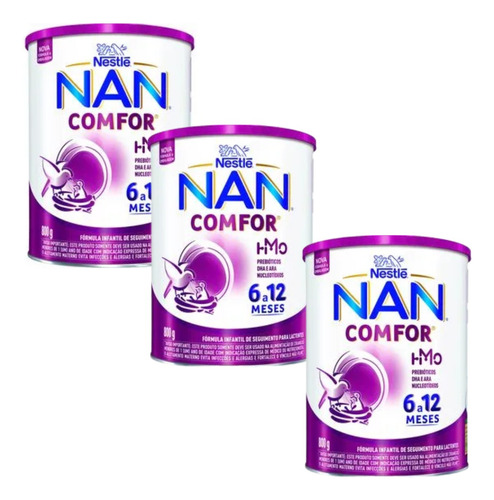 Nestlé Nan Comfor 2 Idade 6-12 Meses Lata 800g Kit 3 Latas