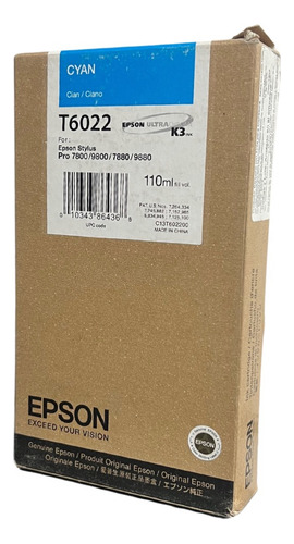 Cartucho Original Epson T-6022 Cyan